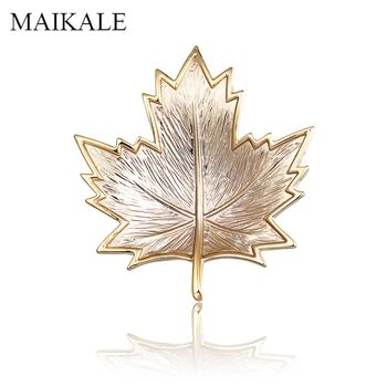 

MAIKALE Vintage Metal Brooch Pin Gold Color Maple Leaf Brooches for Women Shawl Suit Shirt Girls Bag Pendant Broche Gifts