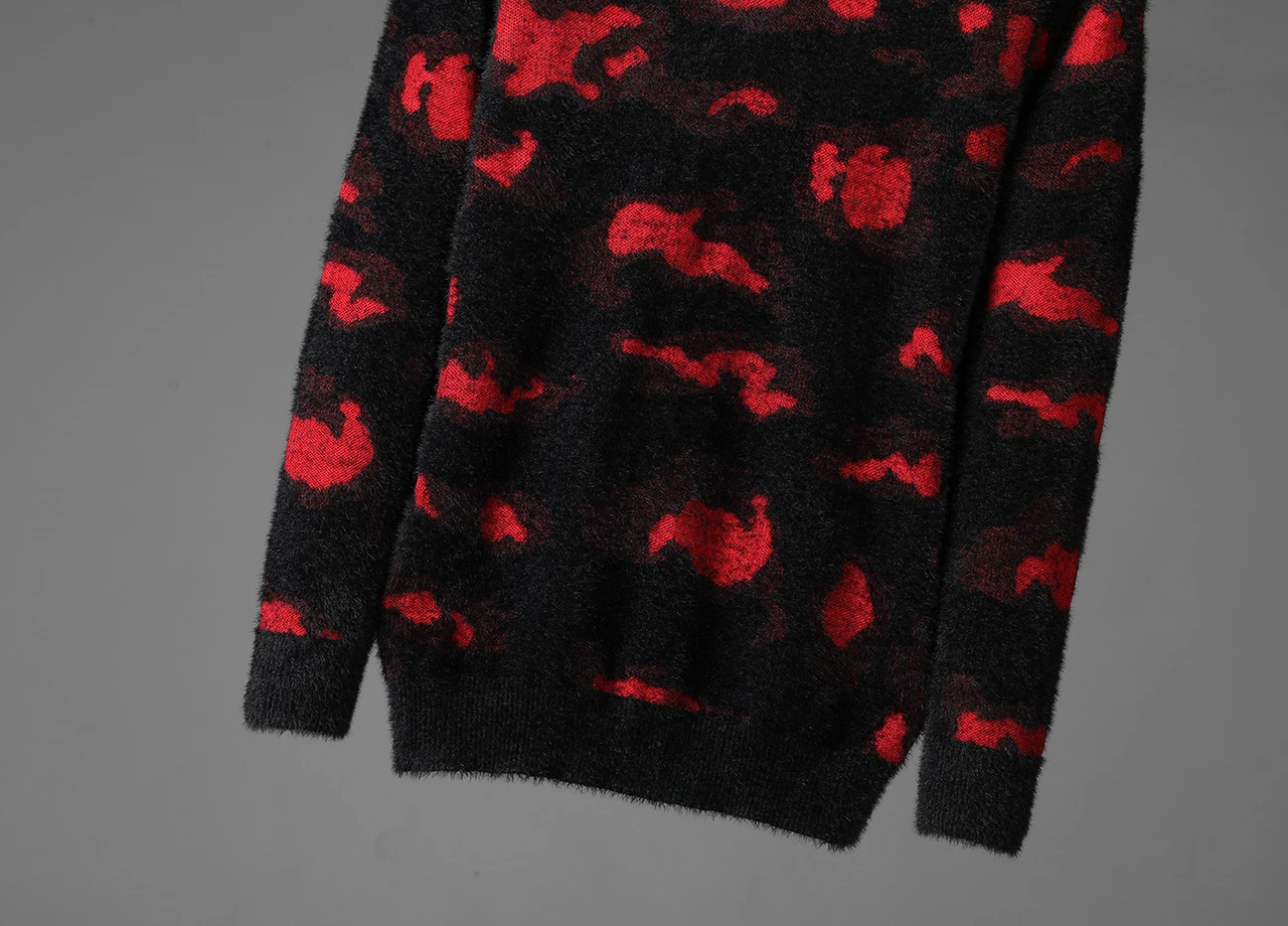 DUYOU Мужские красные и черные камуфляжные свитера Повседневный пуловер вязаный джемпер свитер модные вязаные свитера