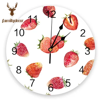 

Strawberry Berries PVC Wall Clock Modern Design Home Decor Bedroom Silent Oclock Watch Wall For Living Room