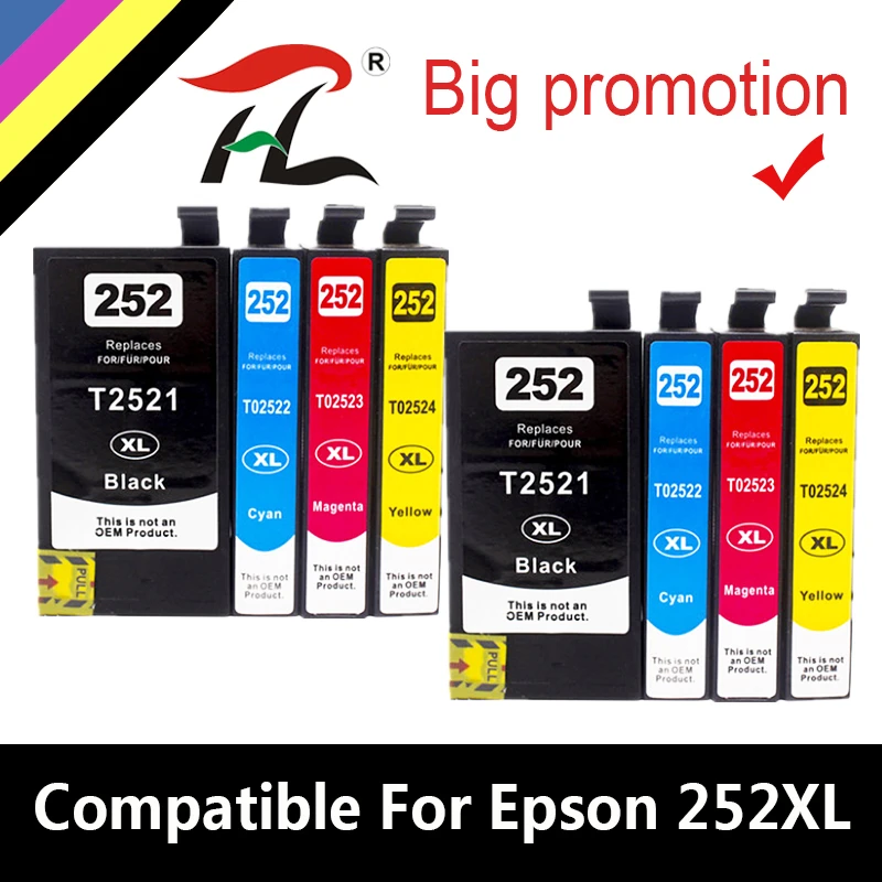 

HTL Compatible ink cartridge T252XL 252XL Replace for Epson T252 T2521 WorkForce WF-7110 7210 3620 3640 7610 7620 7710 Prinetr