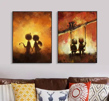 

Little Angel and Devil Cartoon Living Room Bedroom Decoration Poster Painting Baby Room Decor Canvas Wall Art Posters and Prints