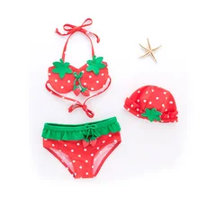 Для маленьких девочек; Купальник "Клубничка" детский купальник бикини ванный комплект пляжная одежда фрукты детская одежда для девочек для купания