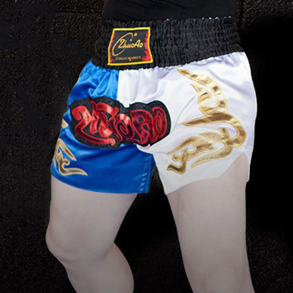Муай Тай боксерские шорты атласная клетка ударные бои брюки для мужчин спортивные шорты прочный удобный дополнительный стиль - Цвет: 3 XS