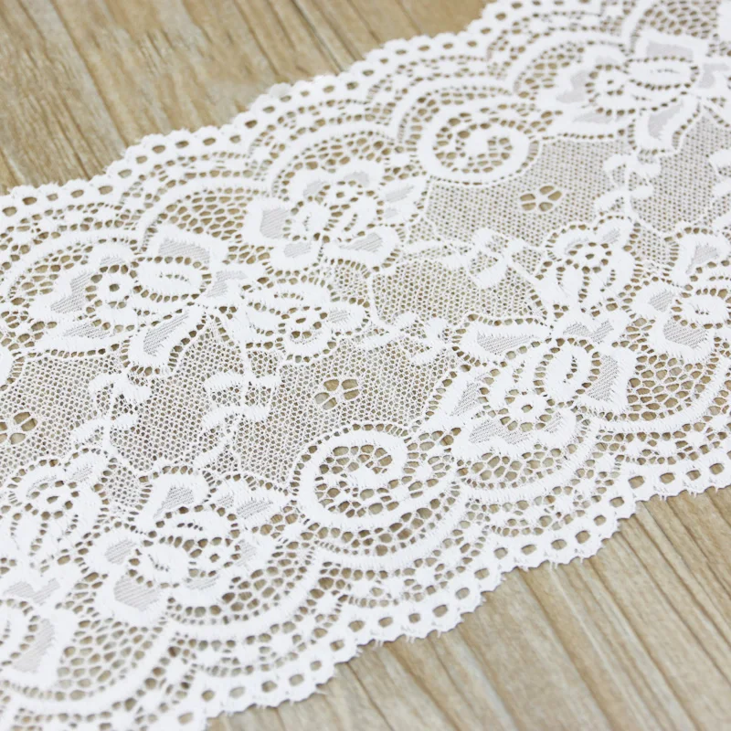 150mm Width White Elastic Lace Fabric French Hollow Underwear Lace Trim Curtain Tailing Decoration Clothes (3 meters/roll) Lace Ribbon Lace Fabric Lace Sewing Accessories Lace Sewing Supplies Lace Accessories Lace Garment Accessories Lace Decoration Lace Hair Accessories