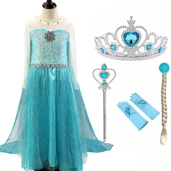 

Girl Cosplay Elsa Queen Dress Kids Anna Princess Costume For 3-12 Years Girls Children Summer Party Vestidos Fancy Clothing Set