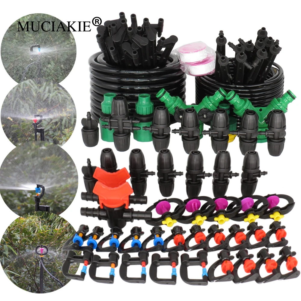 

MUCIAKIE 30M 8/11 To 4/7MM Hose 360 Degrees Spray Rotation Automatic Watering Kits Garden Large Area Cooling Irrigation System