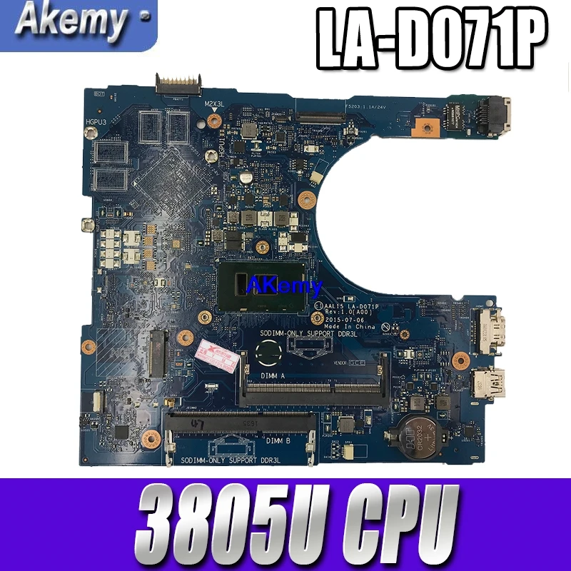 Материнская плата для ноутбука CN-0PW46V AAL15 LA-D071P 15 PW46V PARA Dell INSPIRON 5559 REV: 1,0(A00) SR2EV(3805U) DDR3L