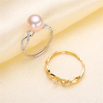 

Delicate Pearl Rings Settings S925 Sterling Silver Rings Mount Women DIY Handmade Craft Rings Jewelry Accessory