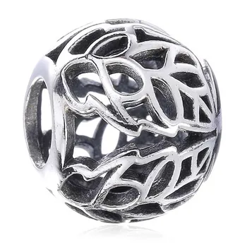 

Authentic 925 Sterling Silver Bead Charm Vintage Openwork Leaves Beads Fit Women Pandora Bracelet Bangle Diy Jewelry