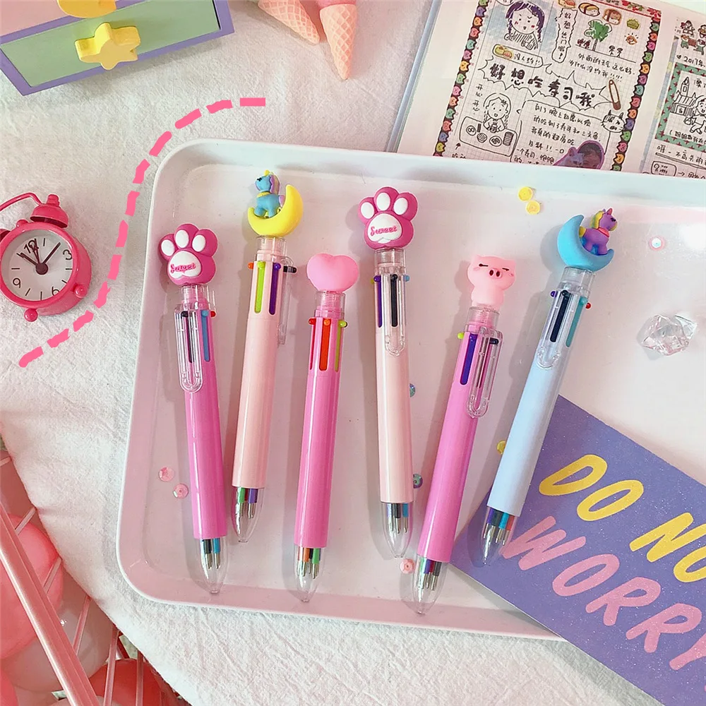 

1pcs 6 Color Ballpoint Pen Unicorn Cat Claw Multicolor Marker Pen 0.5mm Creative Novelty Pens Kids Gift
