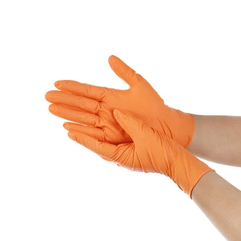 

100pcs Disposable Anti-skid Wear-resistant Rubber Gloves Thicken Waterproof Synthetic Rubber Green/Orange/Black Gloves