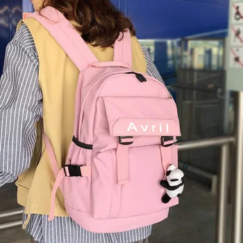 

Student Buckle Cute Backpack Women Fashion Buckle School Bag Girl Waterproof Nylon Backpack Book Female Luxury Bag Ladies