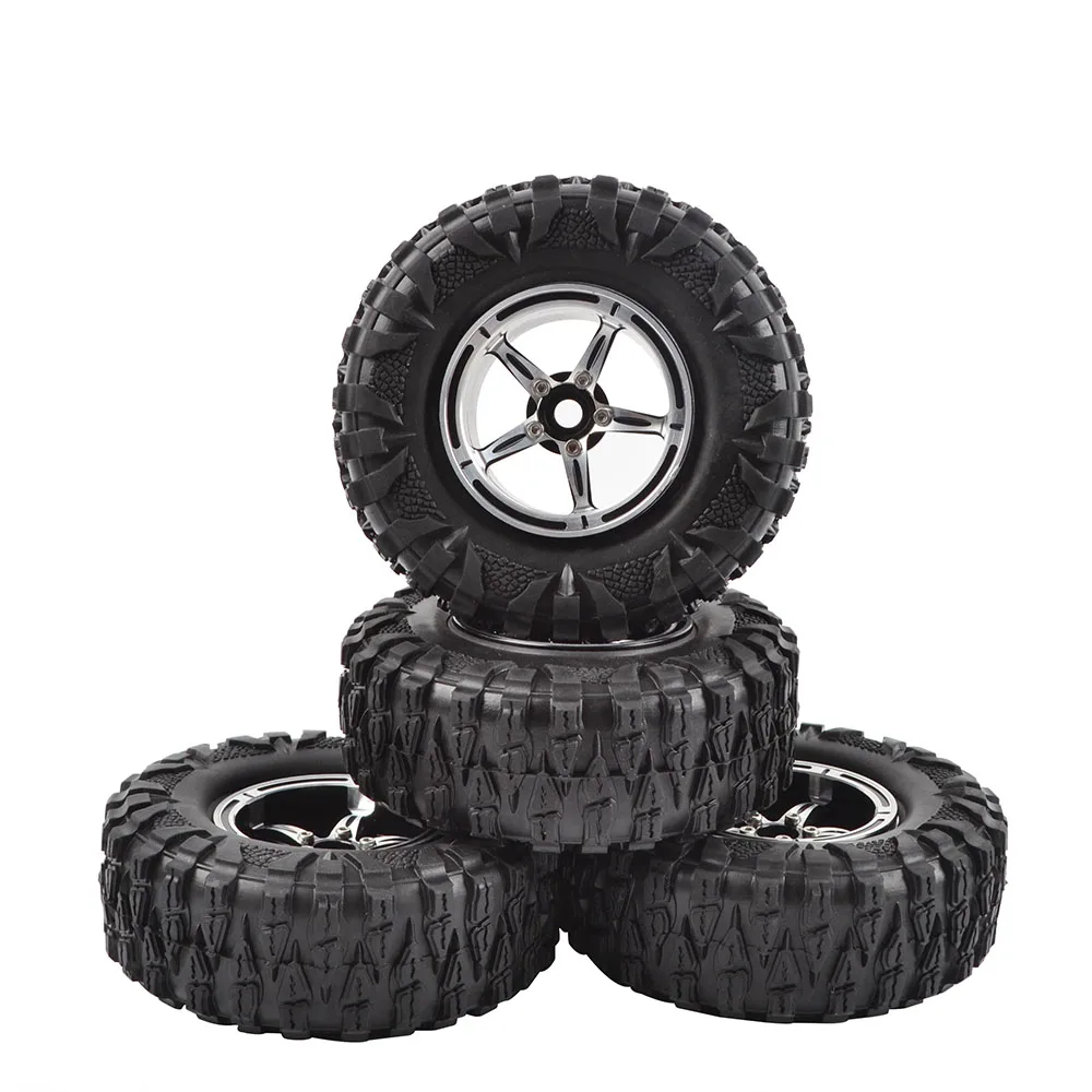 4 шт. 2 &quotрезиновые шины и металлический обод колеса для Axial SCX10 II 90046 90047 Wraith RR10 Traxxas