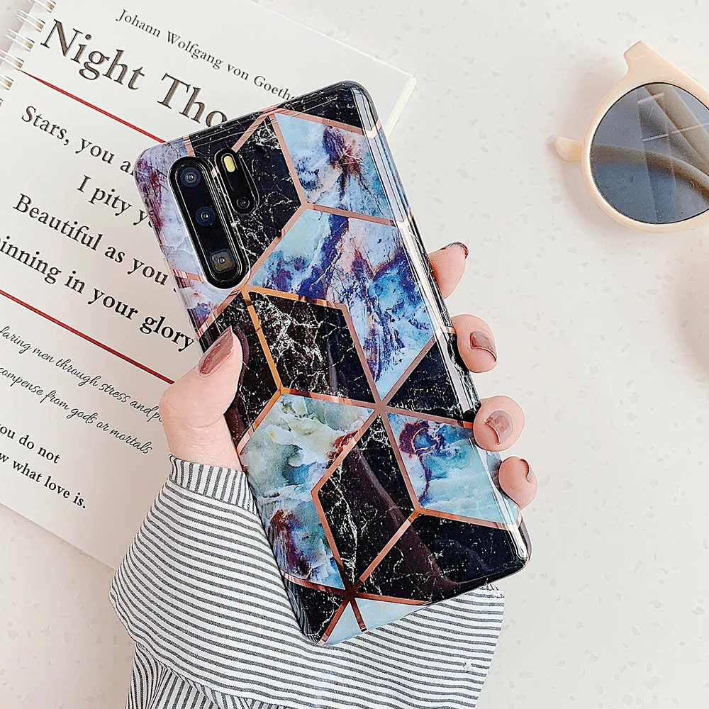 LOVECOM покрытие геометрический мрамор чехол для телефона для huawei P30 P20 Lite Pro mate 30 20 Pro Lite Глянцевая мягкая IMD задняя крышка телефона - Цвет: PJ6