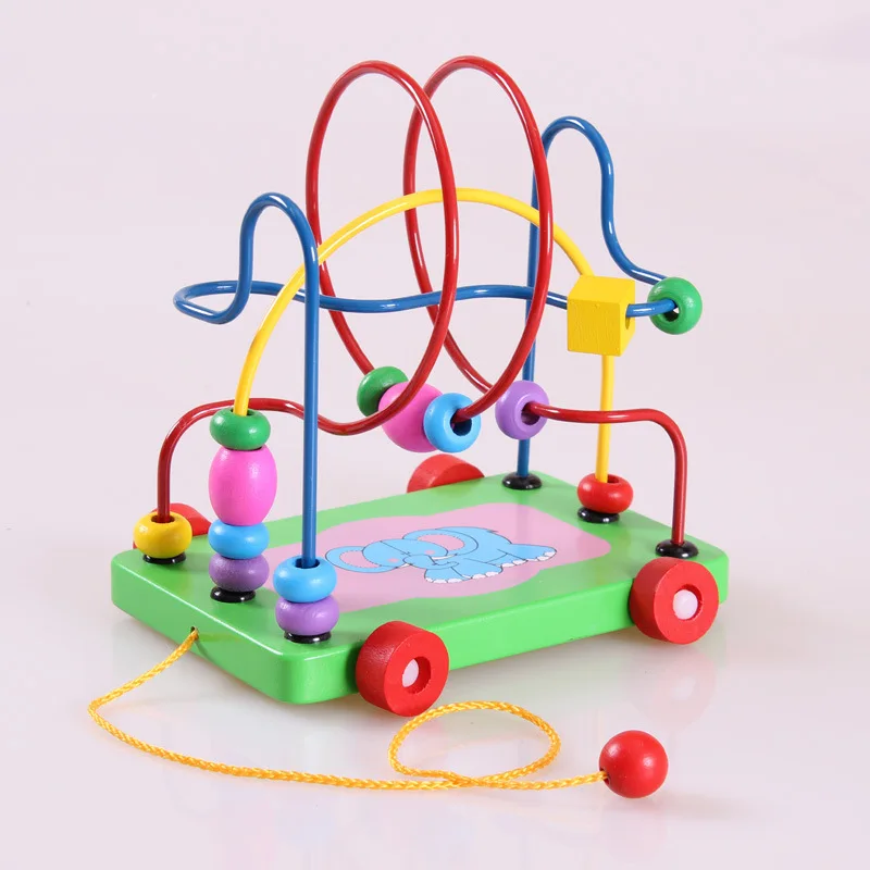 

Children'S Educational Toy Animal Cartoon Elephant Trailer Bead-stringing Toy Beaded Bracelet Step Walk Wooden Manufacturers Dir