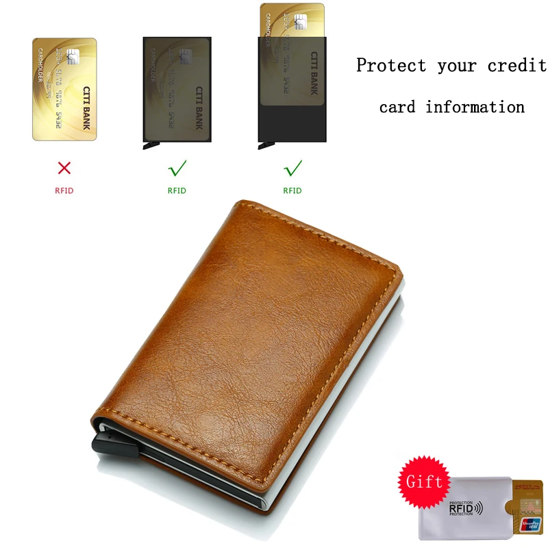 Bycobecy углеродное волокно RFID Блокировка Мужской кредитный держатель для карт Кожаный кошелёк для банковских карт чехол Визитница защита кошелек для женщин