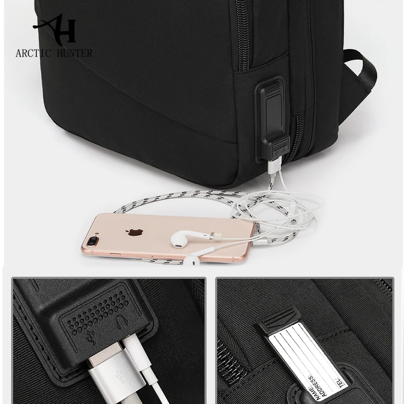 ARCTIC HUNTER 40L Large Capacity Men's Expandable Backpack USB Charging Men's 17" Laptop Bag Waterproof Business Travel Bag 5