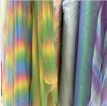 

Knitted mesh skirt fashion fabric toy headdress pompous skirt fabric rainbow hot silver mesh gauze