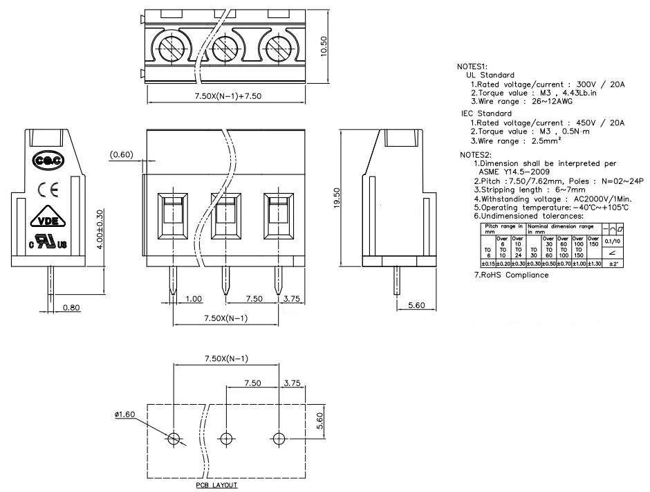 KF129 7,5 мм 2 P 3P PCB универсальные Винтовые клеммные блоки DG129 5,08 мм 2PIN 3PIN GMKDS 3/2-7,5-1731022 PHOENIX DEGSON KEFA