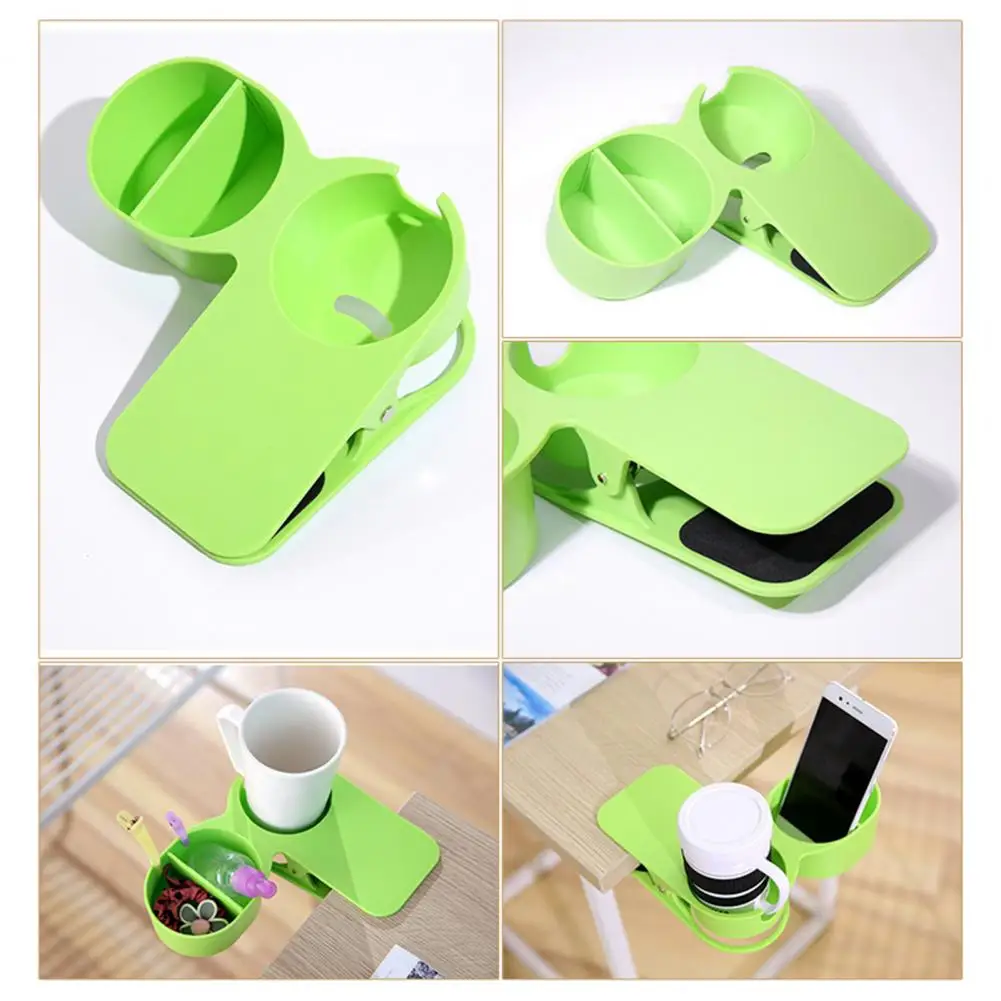 Cup Storage Holder 7 Solid Colors Creative Abs Cup Holder Clip Space-Saving With Storage Case Cupholder Desk Bottle Stand Clamp Office Accessories