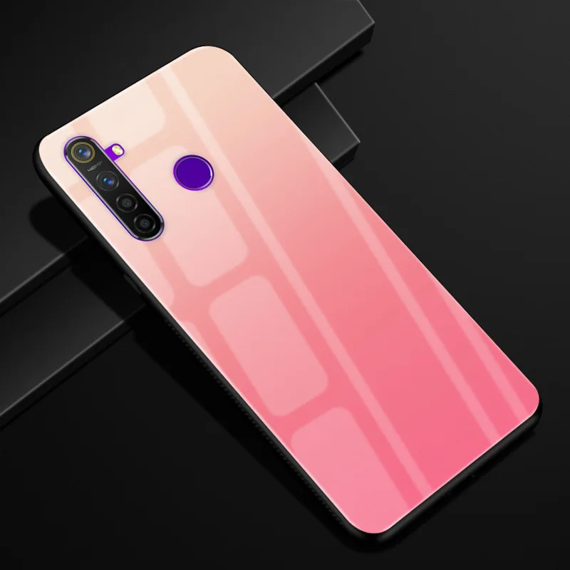 Для OPPO Realme 5 Pro Чехол оргстекло PC чехол для телефона черный ТПУ бампер чехол для OPPO Realme 5 Pro 5Pro Realme Q закаленный чехол
