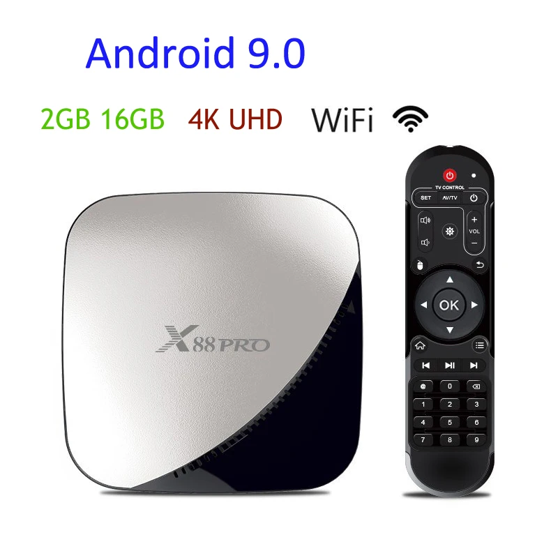 Android 9,0 домашний Смарт ТВ приставка 2 Гб 16 Гб UHD 4K HD видео медиаплеер пульт дистанционного управления Wifi телевизионная приставка