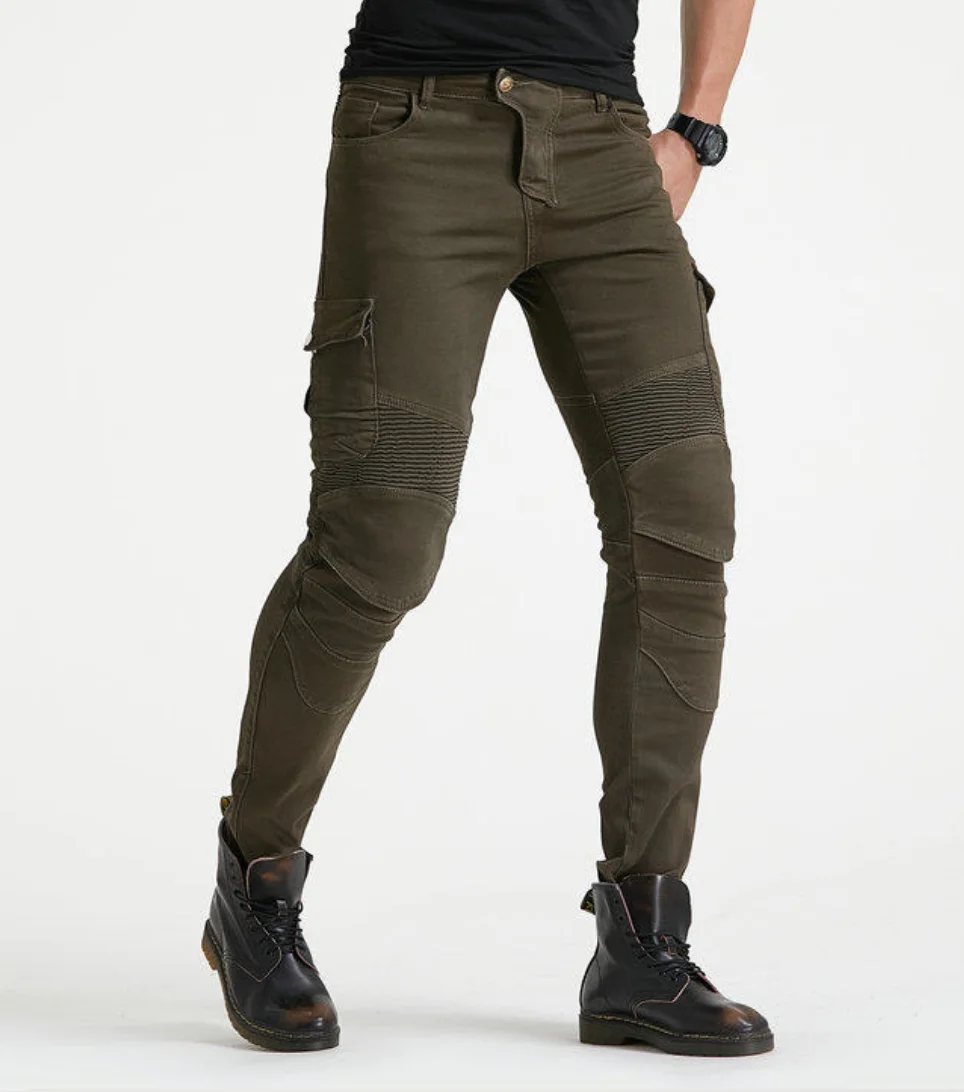 Motorcycle stylish Riding fleece warm winter Jeans  motorpool army green 2