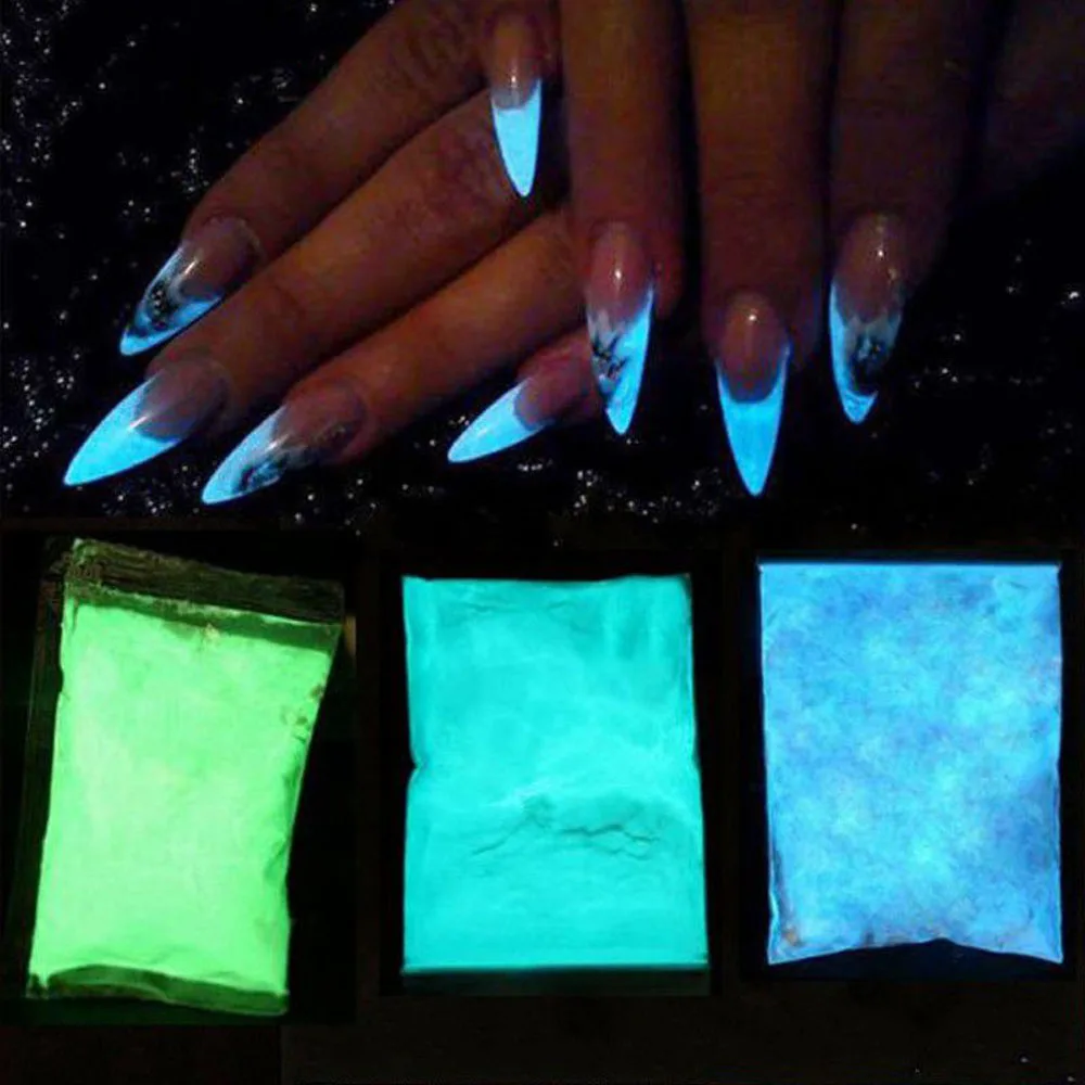 

50g/Bag Glitter Powder Nail Art Phosphor Pigment Luminous Shining Nightclub Decorations Nail Fluorescent Dust Glow In Dark Tr85