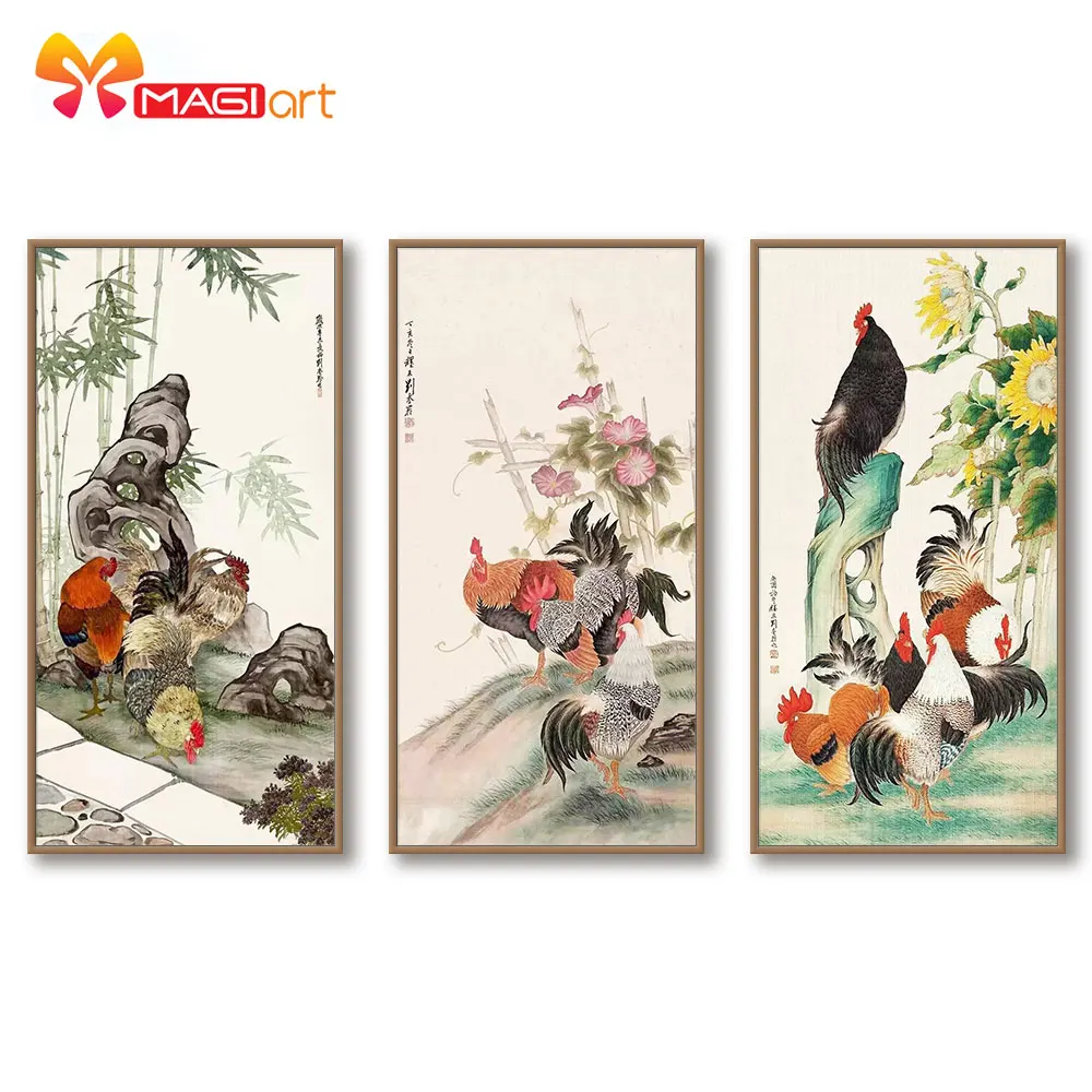 

Cross stitch kits Embroidery needlework sets 11CT water soluble canvas patterns 14CT Animal style cock -NCMA142