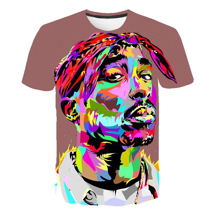 Новая летняя модная мужская и женская футболка Rapper 2pac Tupac 3d принт хип-хоп футболка s Повседневная крутая футболка для мужчин размера плюс 6XL