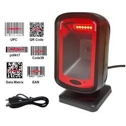 Scanner de codes barres 2D 1D/2D, lecteur de codes QR omnidirectionnel pour bureau, détection automatique haute performance, matrice de données pour supermarché 
