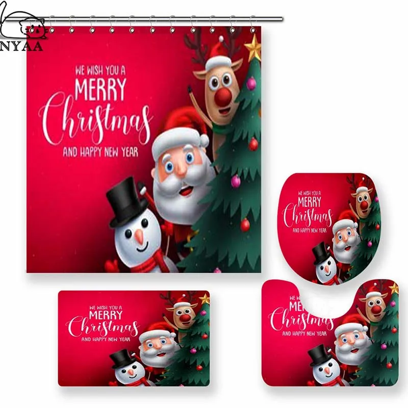 NY13115 Nyaa Merry Christmas занавески для душа Санта Клаус Водонепроницаемый полиэстер ткань занавески для ванной комнаты для домашнего декора - Цвет: NY13115