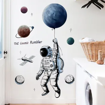 

DIY Space Planet Astronaut Wall Sticker for Kids Rooms Decoration Creative Removable Vinyl Art Mural Decal PVC Wallpaper Posters