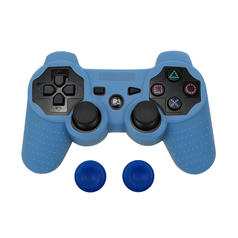 blue Противоскользящий силиконовый чехол для sony Dualshock 3 для PS3/ps2контроллер и ручка - Цвет: blue