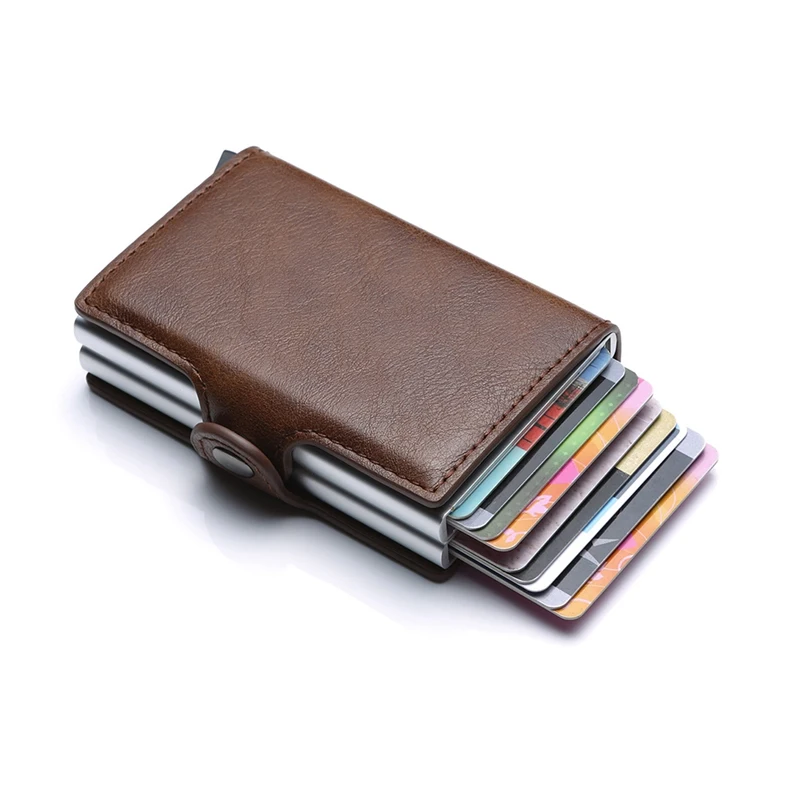 Автоматический кошелек для кредитных карт, мужской алюминиевый кошелек, задний карман, держатель для ID карт, RFID блокирующий кошелек, Ретро Кошелек для монет, карт, PouchZi