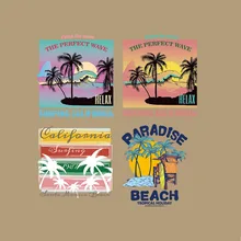 Модные нашивки пейзаж Горячая теплопередача ткань печать стикер DIY железа на одежду мешок обувь Пользовательский логотип бренда