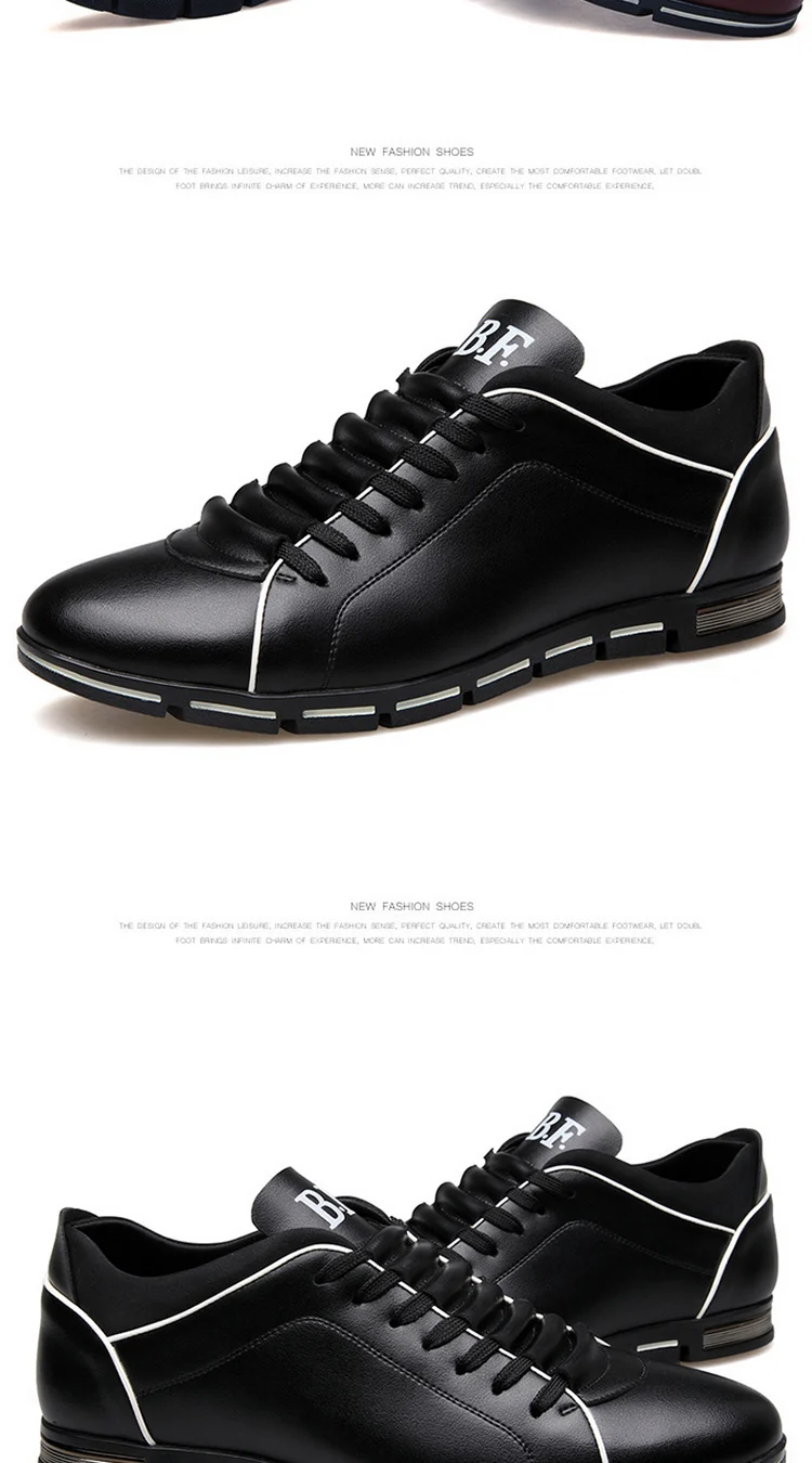 Spring Autumn New Men Shoes Casual Sneakers Fashion Solid Leather Shoes ...