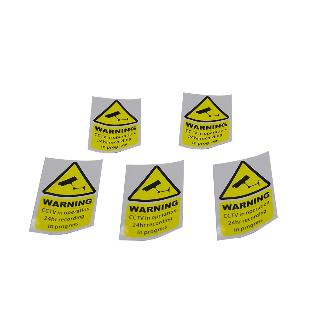 

5PCS/Set CCTV In Operation Video Surveillance Security Alarm Decal Window Warning Sticker Mark Signs Car Styling