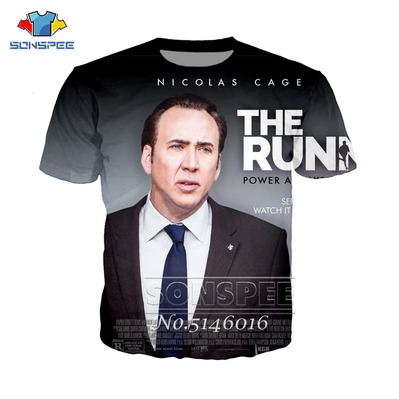 SONSPEE Nicolas Cage, забавная футболка с 3d принтом, унисекс, повседневная, короткий рукав, летняя Мужская модная повседневная одежда, футболки, топы, одежда t118 - Цвет: 6