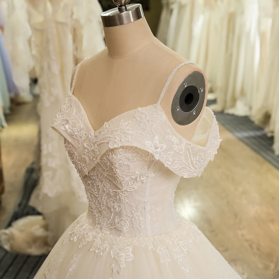 SL-5023 принцесса кружева аппликация свадебное платье бальное платье с открытыми плечами свадебное платье