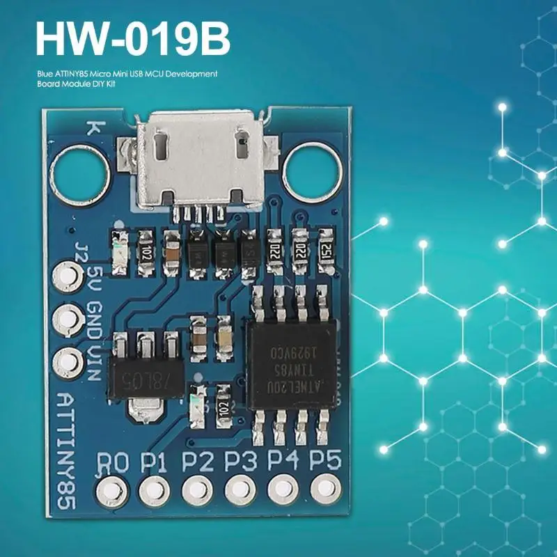 HW-019B синий ATTINY85 Micro Mini USB MCU макетная плата модуль DIY Kit