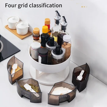 

2 Tier Round Condiments Pantry Cabinet 360 Degree Rotation Spices Kitchen Organizer Storage Rack Space Saving Turntable