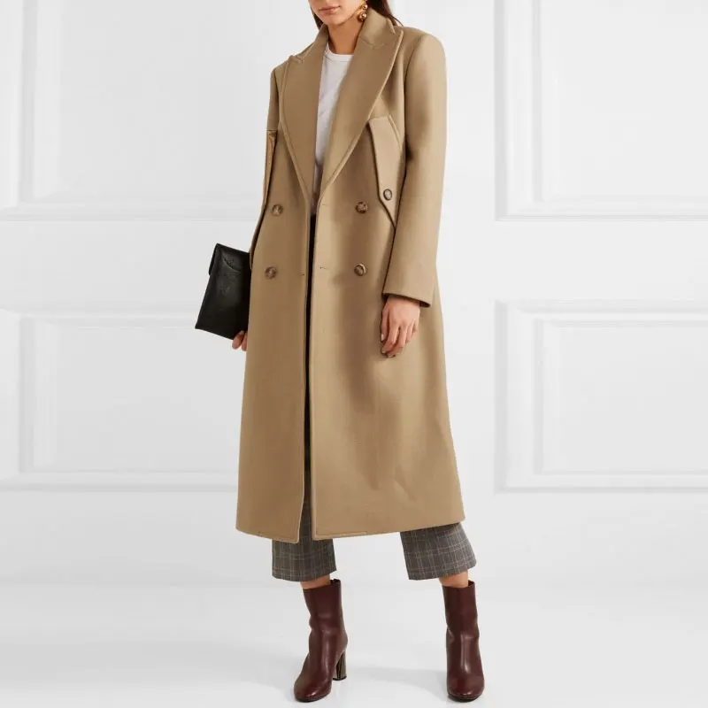 Beste Nieuwe Mode 2020 Vrouwen Vallen Winter Overjas Kameel Eenvoudige Wol Turkse Maxi Lange Jas Slim Casacos Femininos