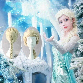 

MANWEI Disney Princess Frozen Snow Queen Elsa Weaving Braid Light Blonde CosplayHigh temperature fiber Wig