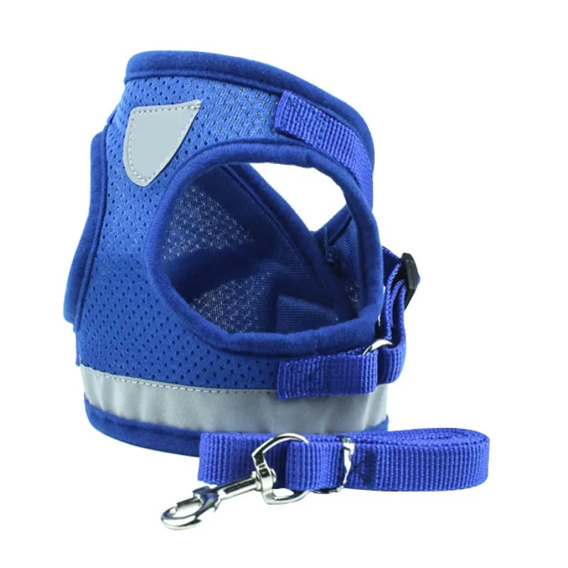 Breathable Small Dog Pet Harness and Leash Set Adjustable Puppy Cat Vest Harness Collar For Chihuahua Pug Bulldog - Color: L