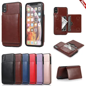 

Card Slot Holder Cover Case For iPhone Xsmax XR XS 8 Plus For Samsung Note10 S10 S10E Luxury Retro Leather Bag