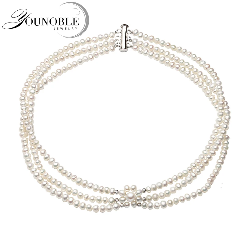 Real Natural Freshwater Multi Layer Small Pearl Necklace Women Cute Choker White Anniversary Gift | Украшения и аксессуары