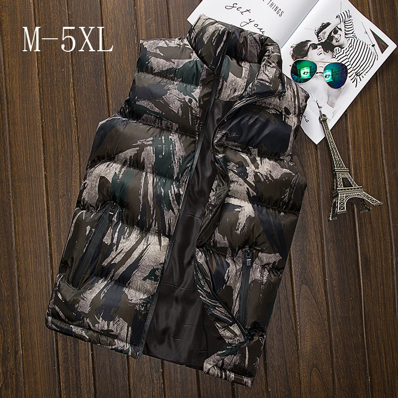 

Winter Vest Men 2019 Camouflage Bodywarmer Sleeveless Jacket Male Ultralight Warm Black Mens Cotton Coat Windproof