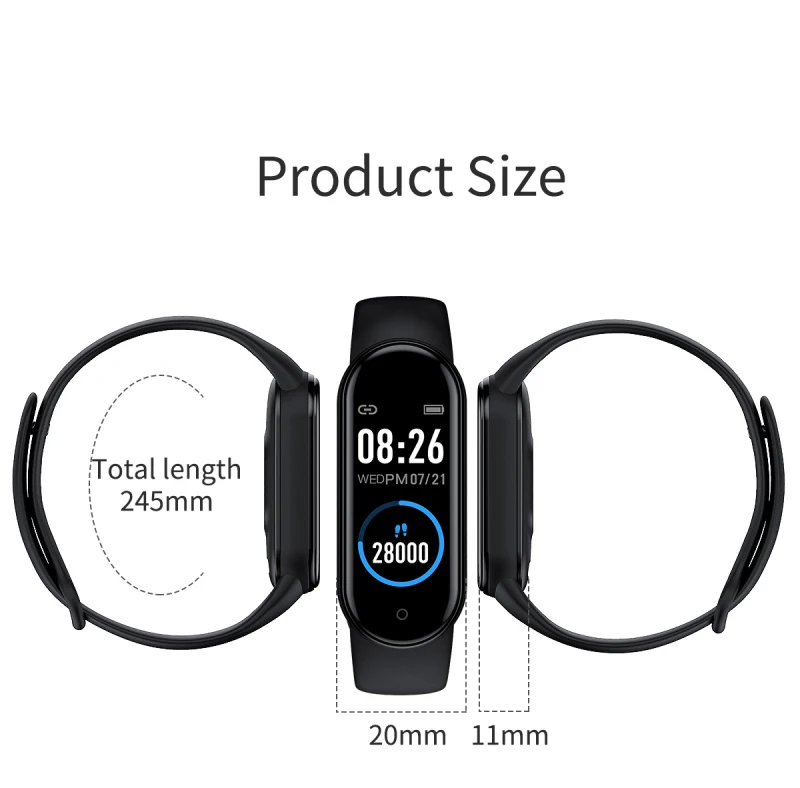 M5 Smart Watch Men Women 0.96 inch Color Screen Sport Bracelet Fitness Tracker Blood Pressure Heart Rate Monitor IP67 Waterproof