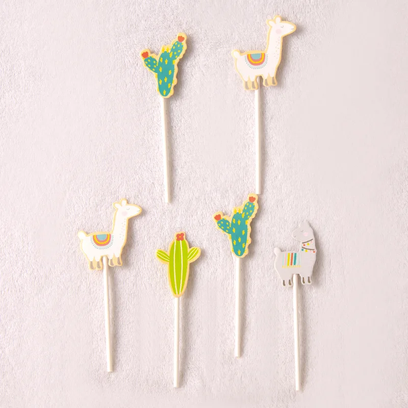 cake topper 8 pcs Новые лама принадлежности для тематической вечеринки для детей день рождения вечерние принадлежности скатерти чашки вилки салфетки - Цвет: cake topper 8 pcs
